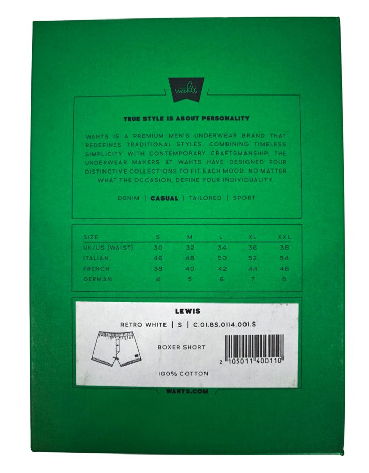 Wahts Casual Lewis Retro White Boxer Short