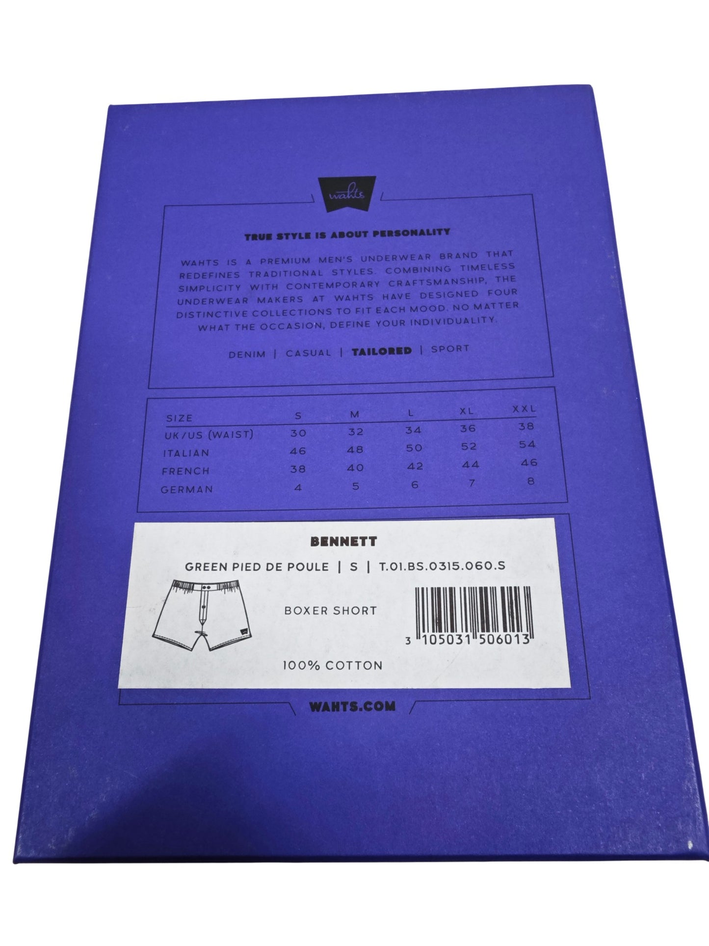 Wahts Tailored Bennett Green Pied de Poule Boxer Short