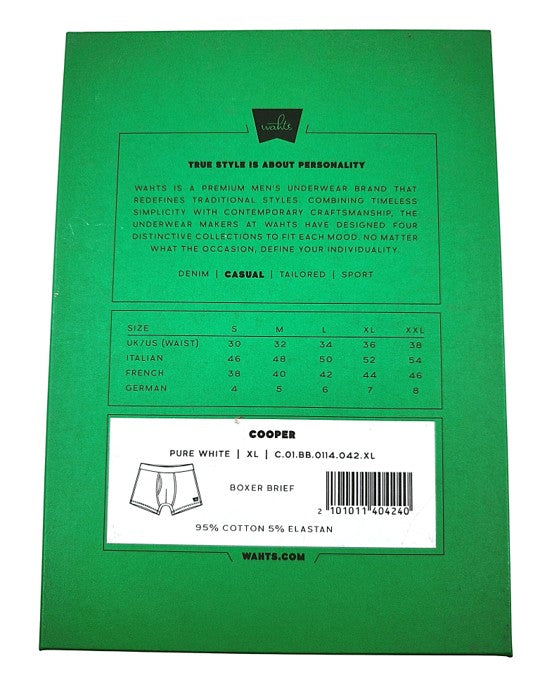 Wahts Casual Cooper Pure White Boxer Brief