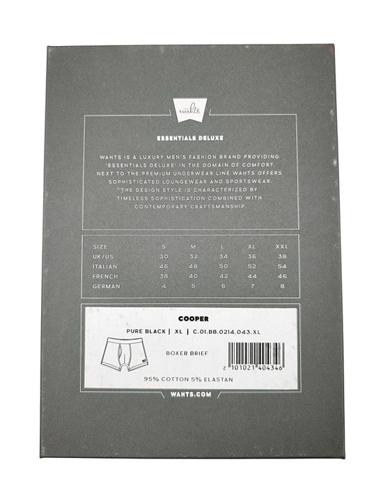 Wahts Essentials Deluxe Cooper Pure Black Boxer Brief