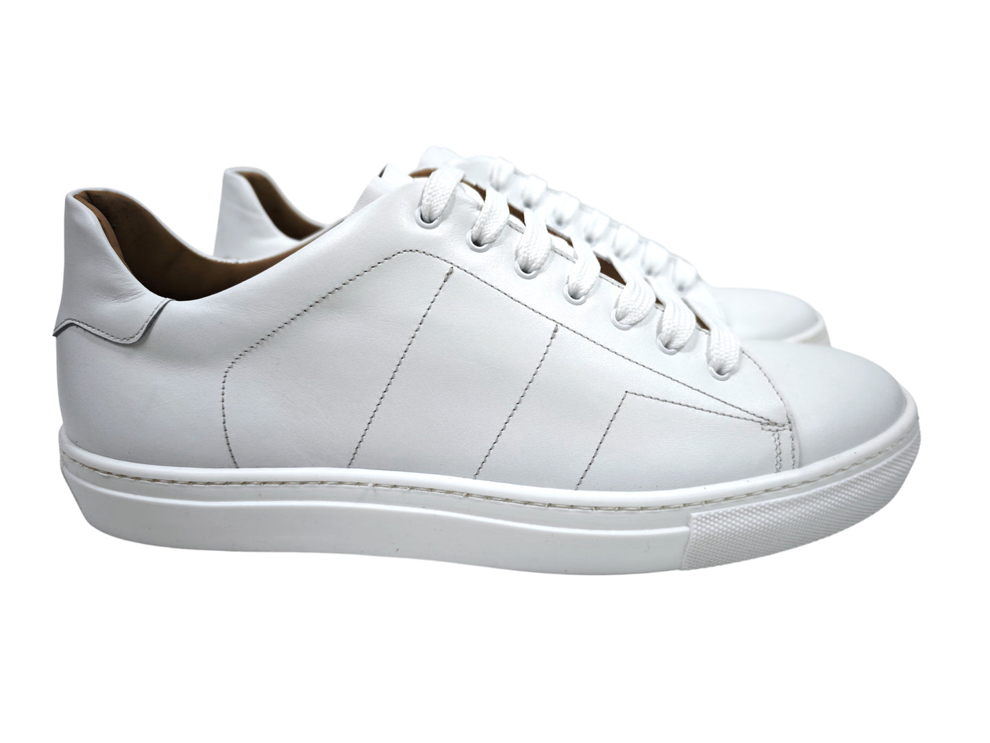 Testoni White Calf Leather Sneakers