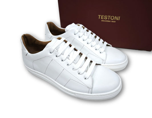 Testoni White Calf Leather Sneakers