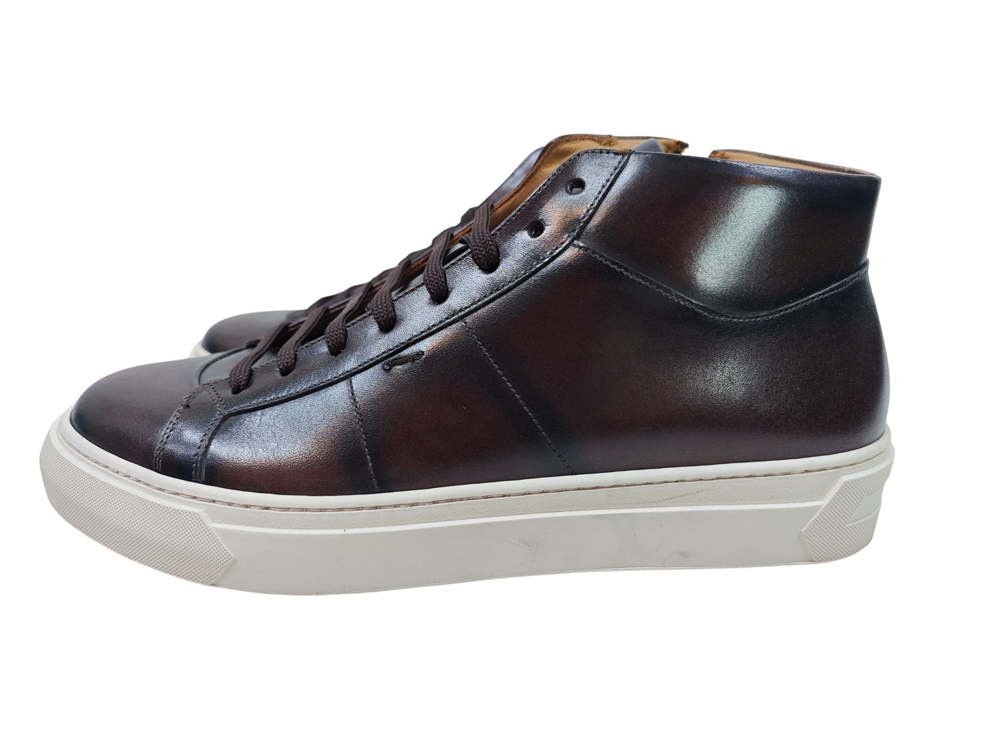 Testoni Dark Brown Antiqued Calf Leather Sneakers