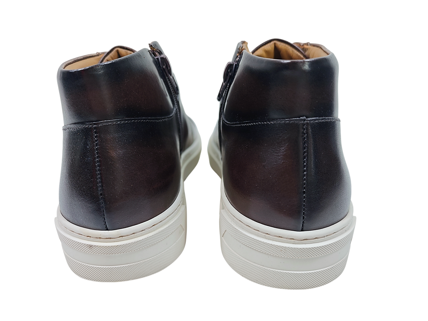 Testoni Dark Brown Antiqued Calf Leather Sneakers