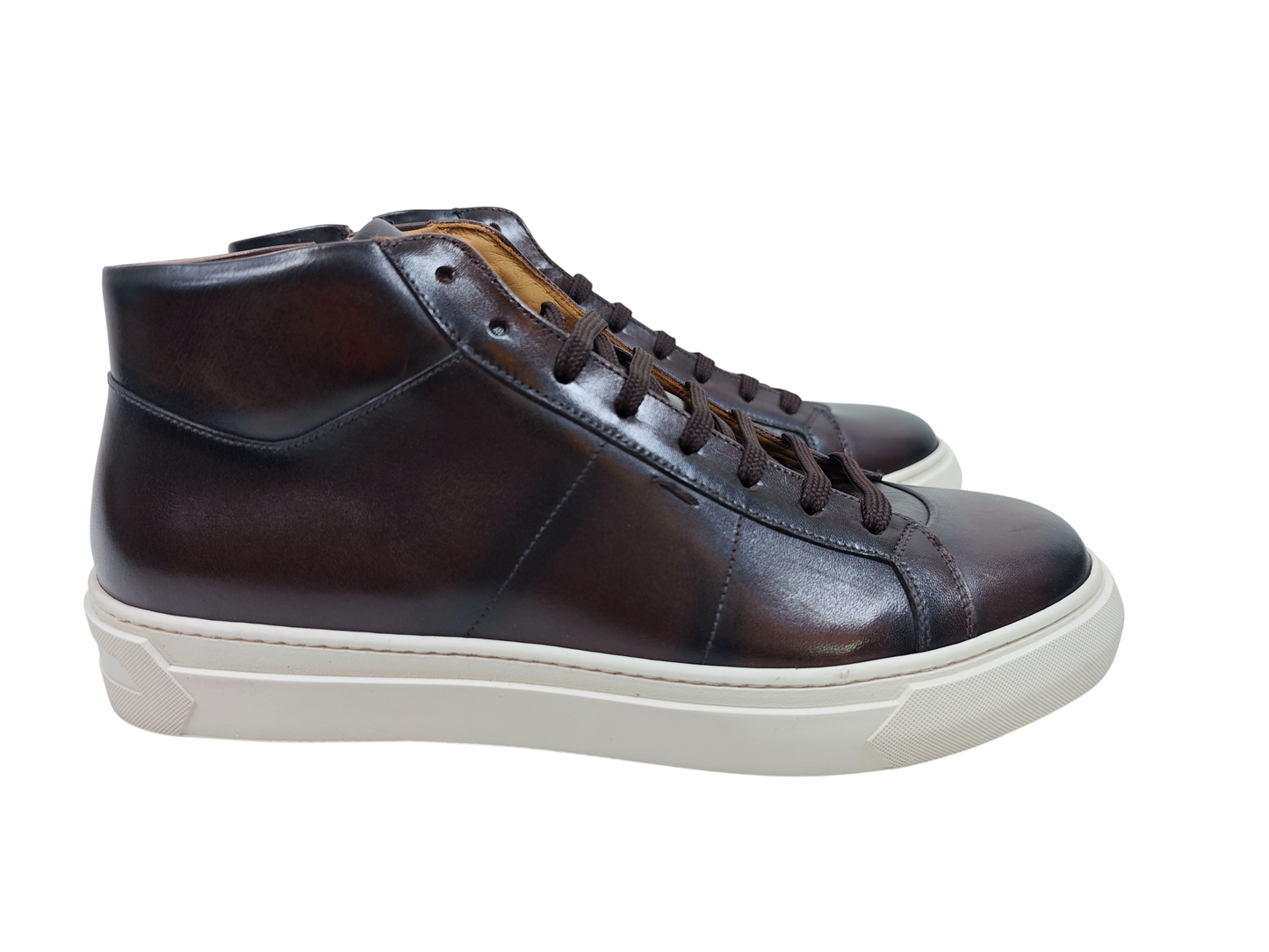 Testoni Dark Brown Antiqued Calf Leather Sneakers