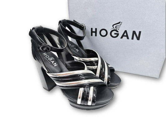 Hogan Black Crossband Heels