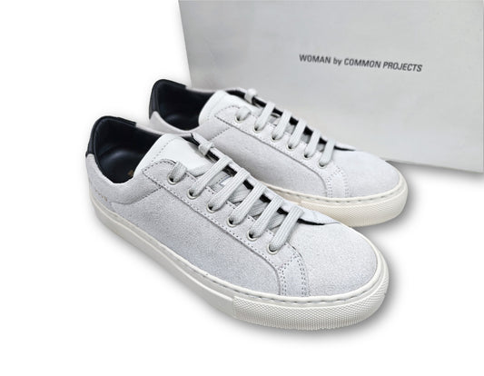 Woman by Common Projects Achilles Retro Low Suede White Sneakers