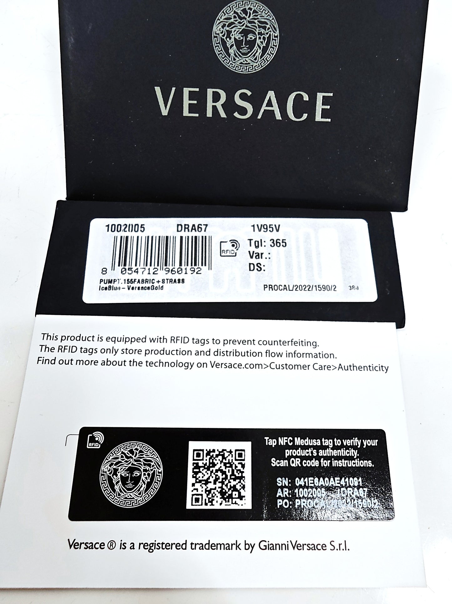 Versace Ice Blue Satin Heels