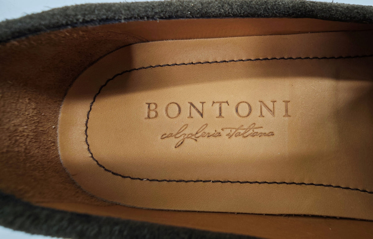 BONTONI Men's Luxury Suede Loafers Shoes