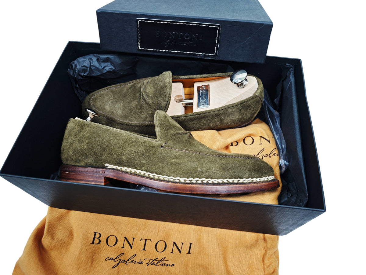 BONTONI Men's Luxury Suede Loafers Shoes
