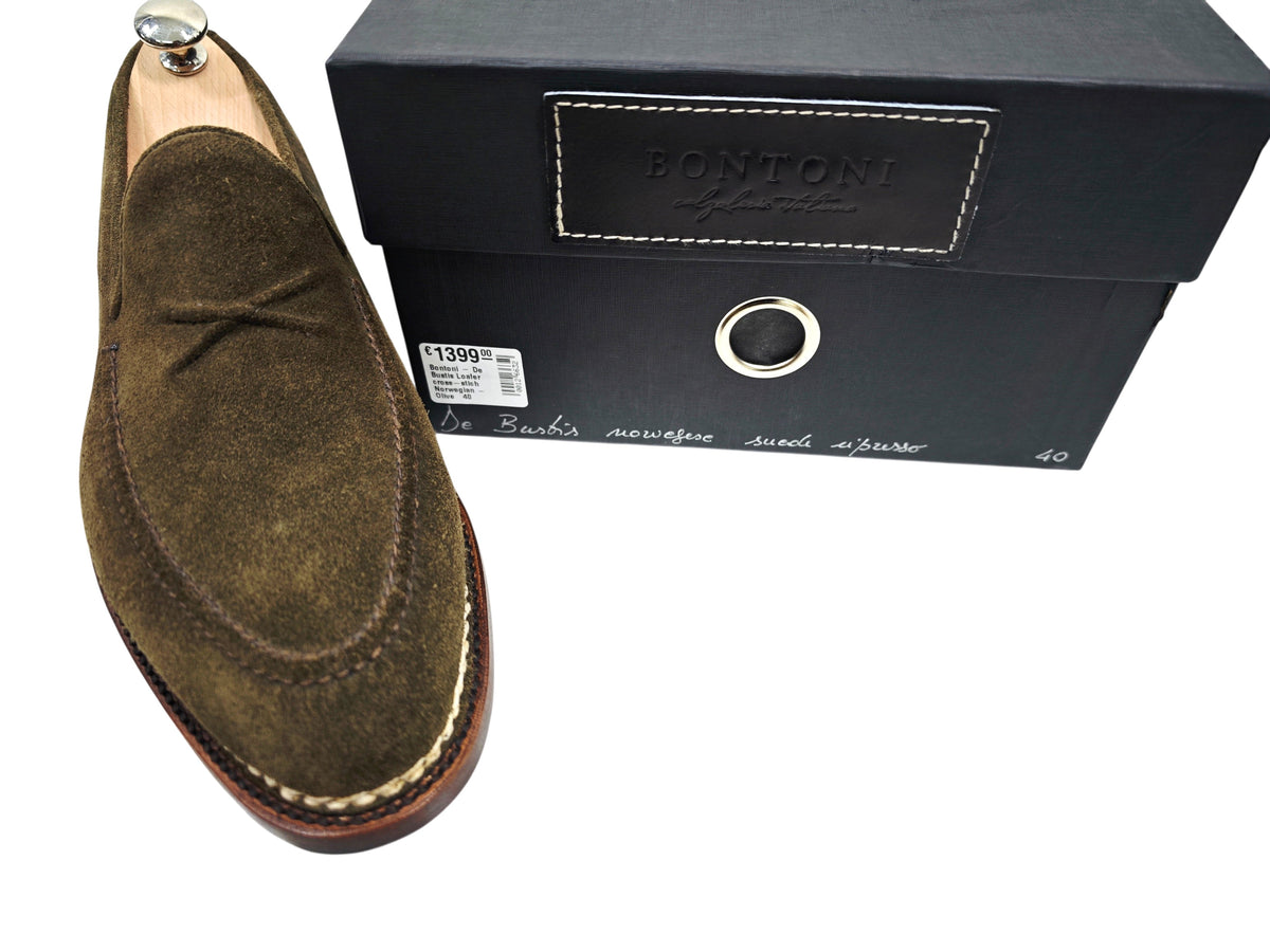 BONTONI Men's Luxury Suede Loafers Shoes
