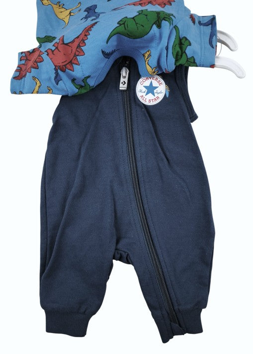 Converse Dinosaurs Midnight Navy 2PC Newborn Bodysuit Set
