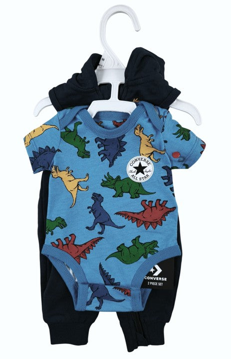 Converse Dinosaurs Midnight Navy 2PC Newborn Bodysuit Set