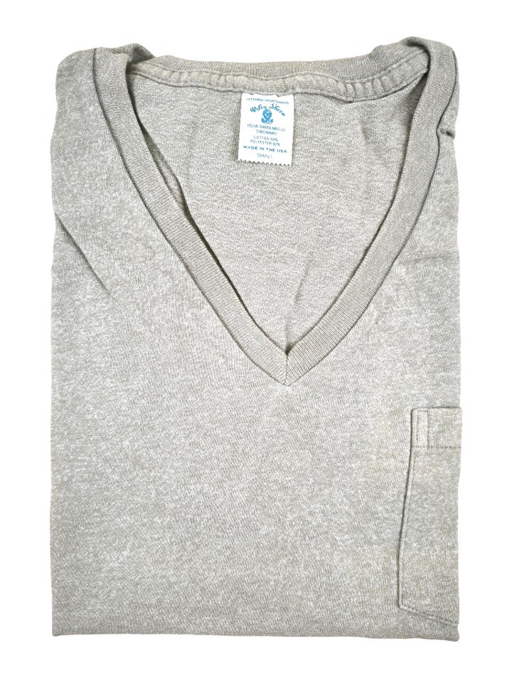 Velva Sheen Heathered Grey V Neck T-Shirt